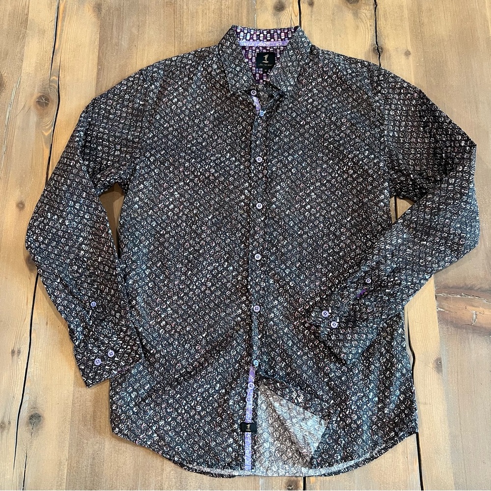 1 Like No Other Men's Black Patterned Shirt
